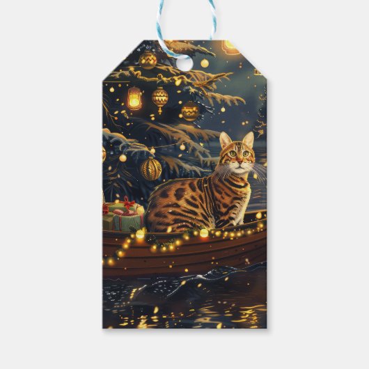 Bengaalse kat kerstvakantie reis cadeaulabel (Voorkant)