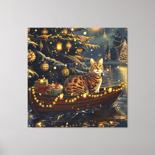 Bengaalse kat kerstvakantie reis canvas afdruk (Voorkant)