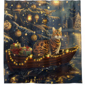 Bengaalse kat kerstvakantie reis douchegordijn (Voorkant)