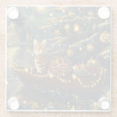Bengaalse kat kerstvakantie reis glazen onderzetter (Achterkant)