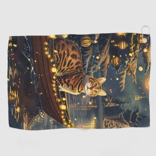 Bengaalse kat kerstvakantie reis golfhanddoek (Horizontaal)