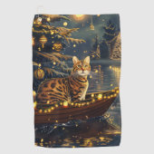 Bengaalse kat kerstvakantie reis golfhanddoek (Voorkant)