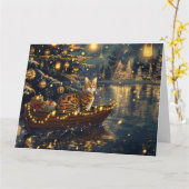 Bengaalse kat kerstvakantie reis kaart (Gele Bloem)