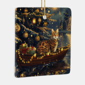 Bengaalse kat kerstvakantie reis keramisch ornament (Rechts)