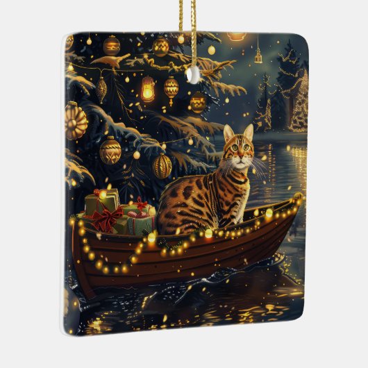 Bengaalse kat kerstvakantie reis keramisch ornament (Rechts)