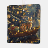 Bengaalse kat kerstvakantie reis keramisch ornament (Links)
