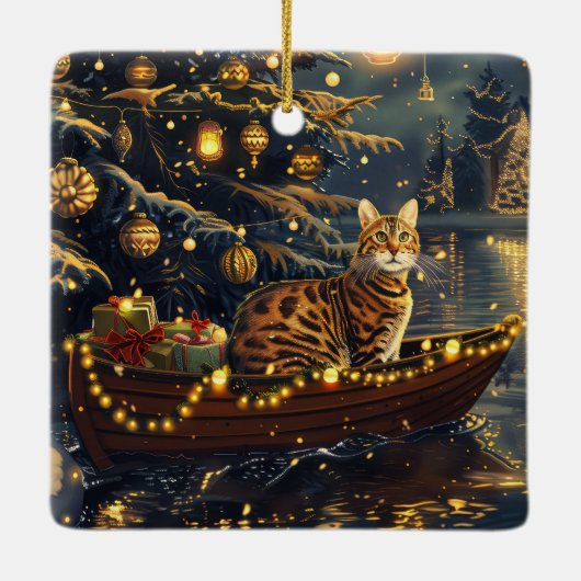 Bengaalse kat kerstvakantie reis keramisch ornament (Achterkant)