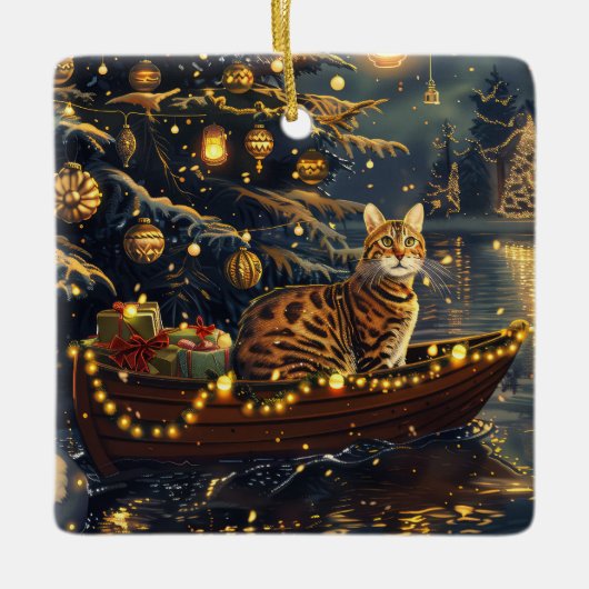 Bengaalse kat kerstvakantie reis keramisch ornament (Voorkant)