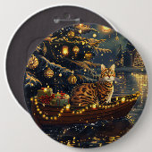 Bengaalse kat kerstvakantie reis ronde button 6,0 cm (Voorkant /achterkant)