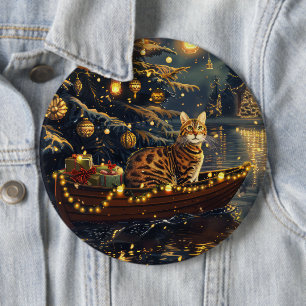 Bengaalse kat kerstvakantie reis ronde button 6,0 cm