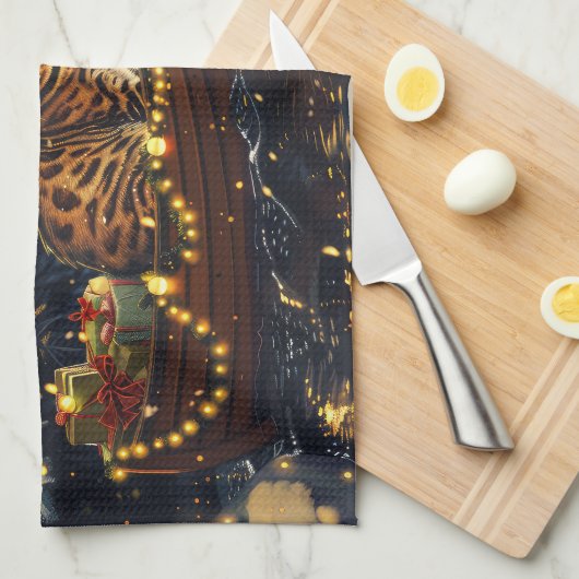 Bengaalse kat kerstvakantie reis theedoek (Quarter Fold)