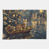 Bengaalse kat kerstvakantie reis theedoek (Horizontaal)