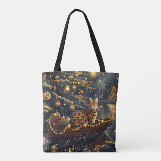 Bengaalse kat kerstvakantie reis tote bag (Achterkant)