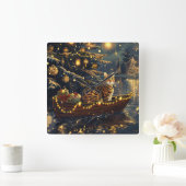 Bengaalse kat kerstvakantie reis vierkante klok (Huis)