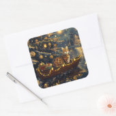 Bengaalse kat kerstvakantie reis vierkante sticker (Envelop)