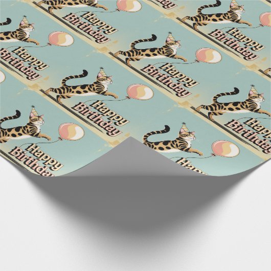 Bengaalse kat kleurrijk cadeaupapier (Hoek)
