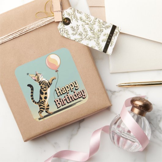 Bengaalse kat kleurrijk vierkante sticker (Geschenken)
