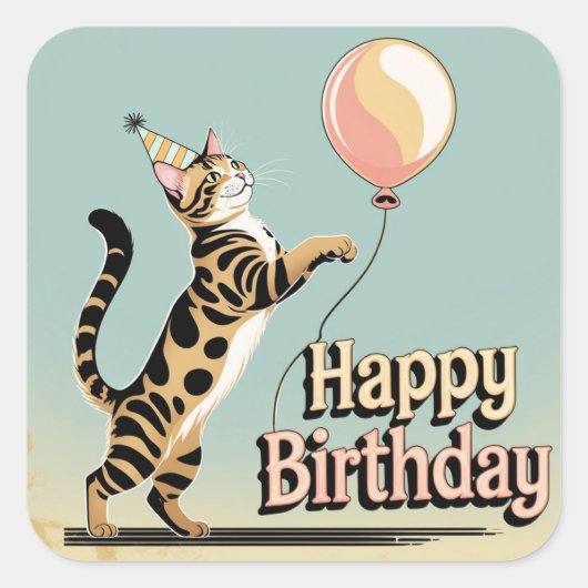 Bengaalse kat kleurrijk vierkante sticker (Voorkant)