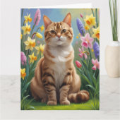 Bengaalse kat lente bloemen schilderen kaart (Voorkant)