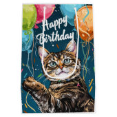 Bengaalse kat met ballonnen medium cadeauzakje (Achterkant)