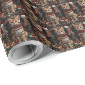 Bengaalse kat met kerstcadeaus open haard cadeaupapier (Rol Hoek)