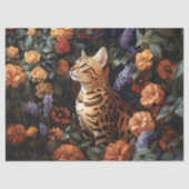 Bengaalse kat Mooie bloemen Decoupage Tissuepapier (Voorkant)