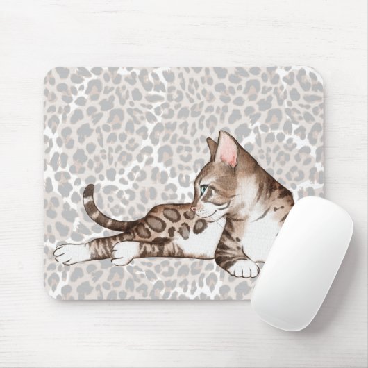 Bengaalse kat mousepad muismat (Met muis)