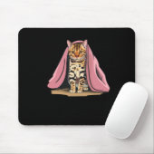 Bengaalse kat onder een roze Sticker Muismat (Met muis)