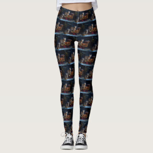Bengaalse Kat Sneeuwrijke slee-rit Kerst Decoratie Leggings