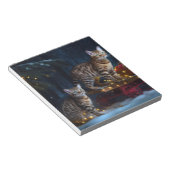 Bengaalse kat Sneeuwrijke slee-rit Kerstdecoratie Notitieblok (Schuin)