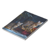 Bengaalse kat Sneeuwrijke slee-rit Kerstdecoratie Notitieblok (Linkerzijde)