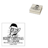 Bengaalse kat terug adres kerst rubberstempel (Gestempeld)