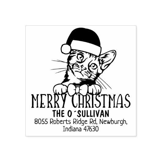 Bengaalse kat terug adres kerst rubberstempel (Afrduk)