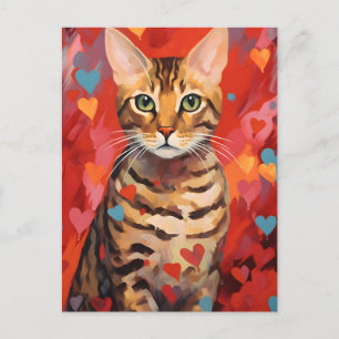 Bengaalse kat Valentijnsdag Briefkaart