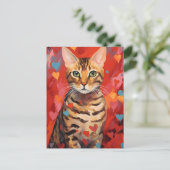 Bengaalse kat Valentijnsdag Briefkaart (Staand voorkant)