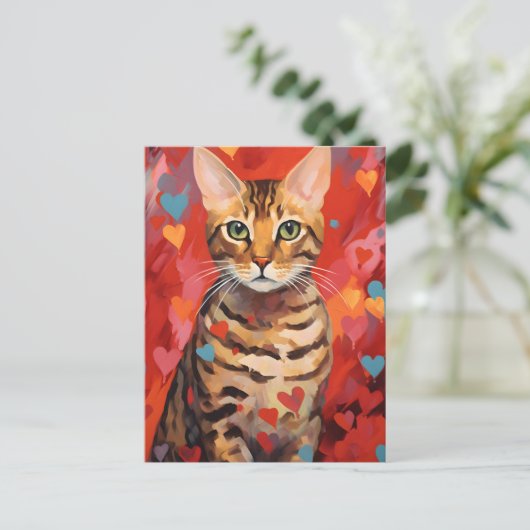 Bengaalse kat Valentijnsdag Briefkaart (Staand voorkant)