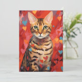 Bengaalse kat Valentijnsdag Feestdagenkaart (Staand voorkant)