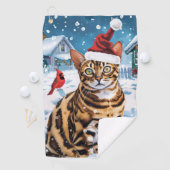 Bengaalse kat Winter Wonderland Christmas Joy Golfhanddoek (Insitu)