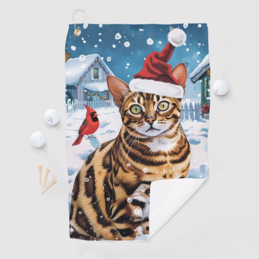 Bengaalse kat Winter Wonderland Christmas Joy Golfhanddoek (Insitu)