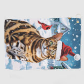 Bengaalse kat Winter Wonderland Christmas Joy Golfhanddoek (Horizontaal)