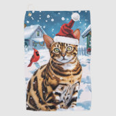 Bengaalse kat Winter Wonderland Christmas Joy Golfhanddoek (Voorkant)
