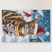 Bengaalse kat Winter Wonderland Christmas Joy Legpuzzel (Horizontaal)