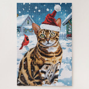 Bengaalse kat Winter Wonderland Christmas Joy Legpuzzel