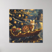 Bengaalse Katten Kerst Feestelijke Reis Canvas Afdruk (Voorkant)