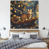 Bengaalse Katten Kerst Feestelijke Reis Canvas Afdruk (Insitu (Slaapkamer))