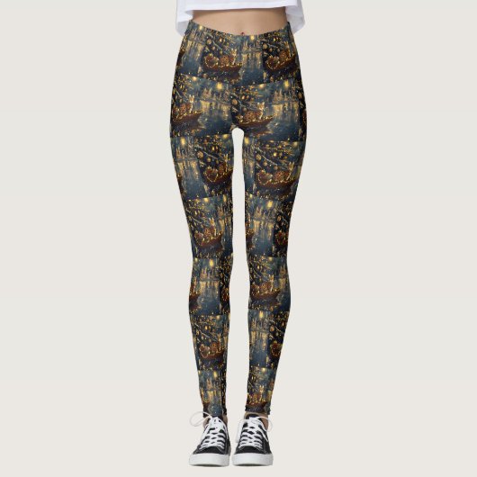Bengaalse Katten Kerst Feestelijke Reis Leggings (Voorkant)