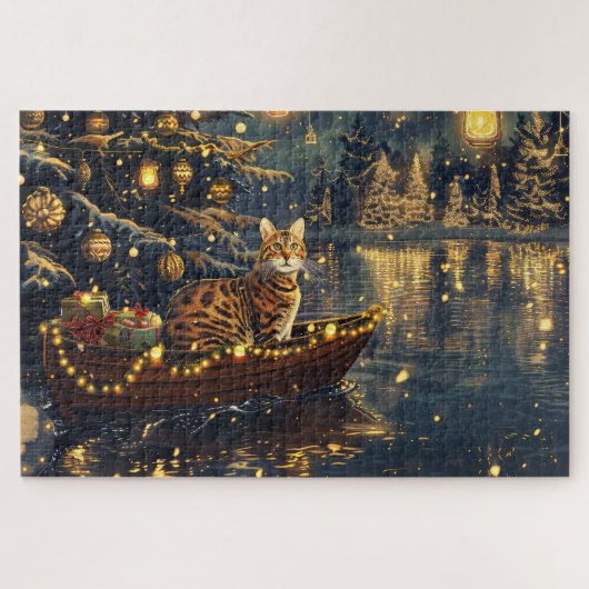 Bengaalse Katten Kerst Feestelijke Reis Legpuzzel (Horizontaal)
