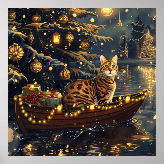 Bengaalse Katten Kerst Feestelijke Reis Poster (Voorkant)