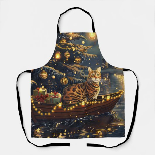 Bengaalse Katten Kerst Feestelijke Reis Schort (Voorkant)