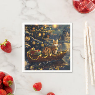 Bengaalse Katten Kerst Feestelijke Reis Servet